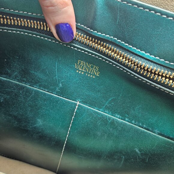 Frances Valentine Bottle Green Pebbled Leather Super Soft  Large Tote - Picture 4 of 10